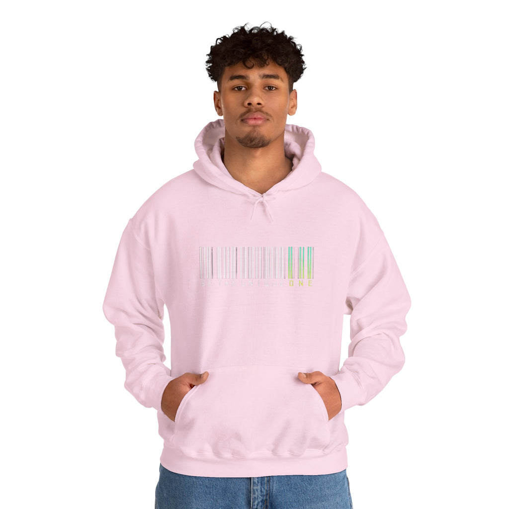 Unique One Barcode Hoodie — "Be the Unique One" Graphic Pullover