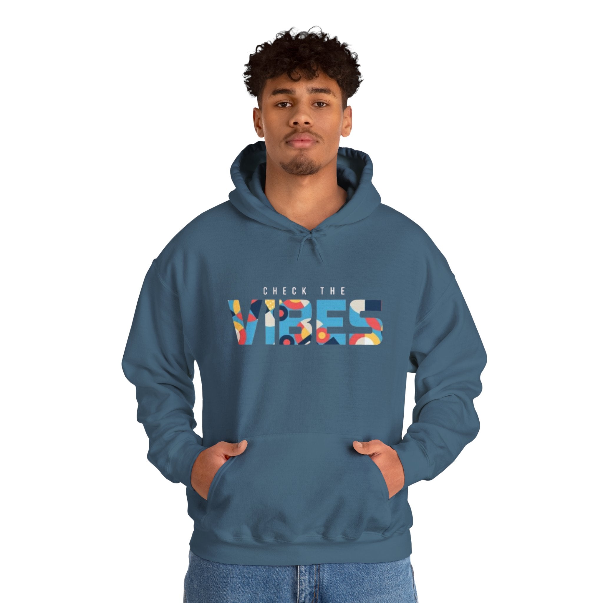 Check The Vibes Hoodie – Colorful Retro Graphic Pullover