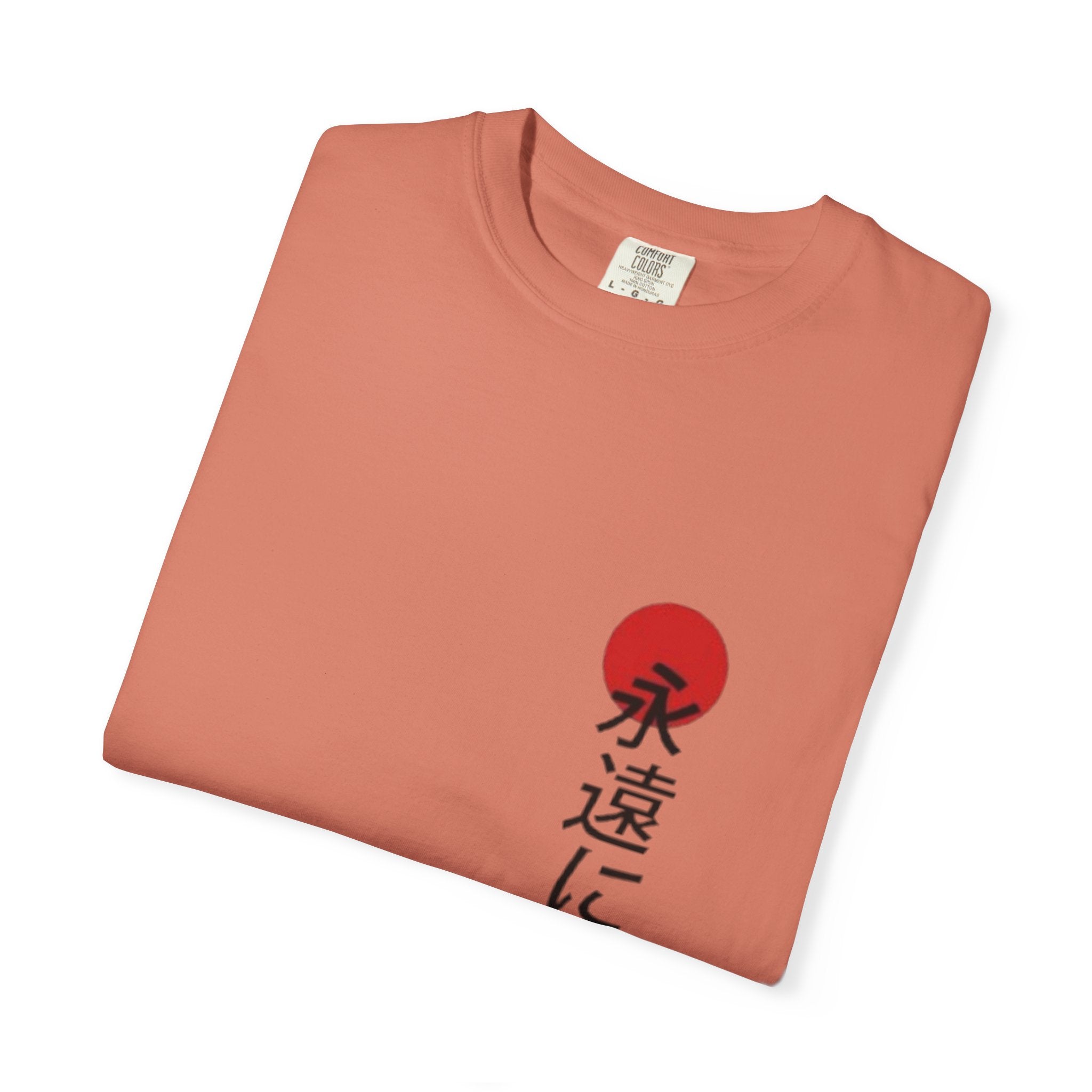 Japanese Victory Tee — "永遠に勝つ" Vertical Sun Graphic T-Shirt