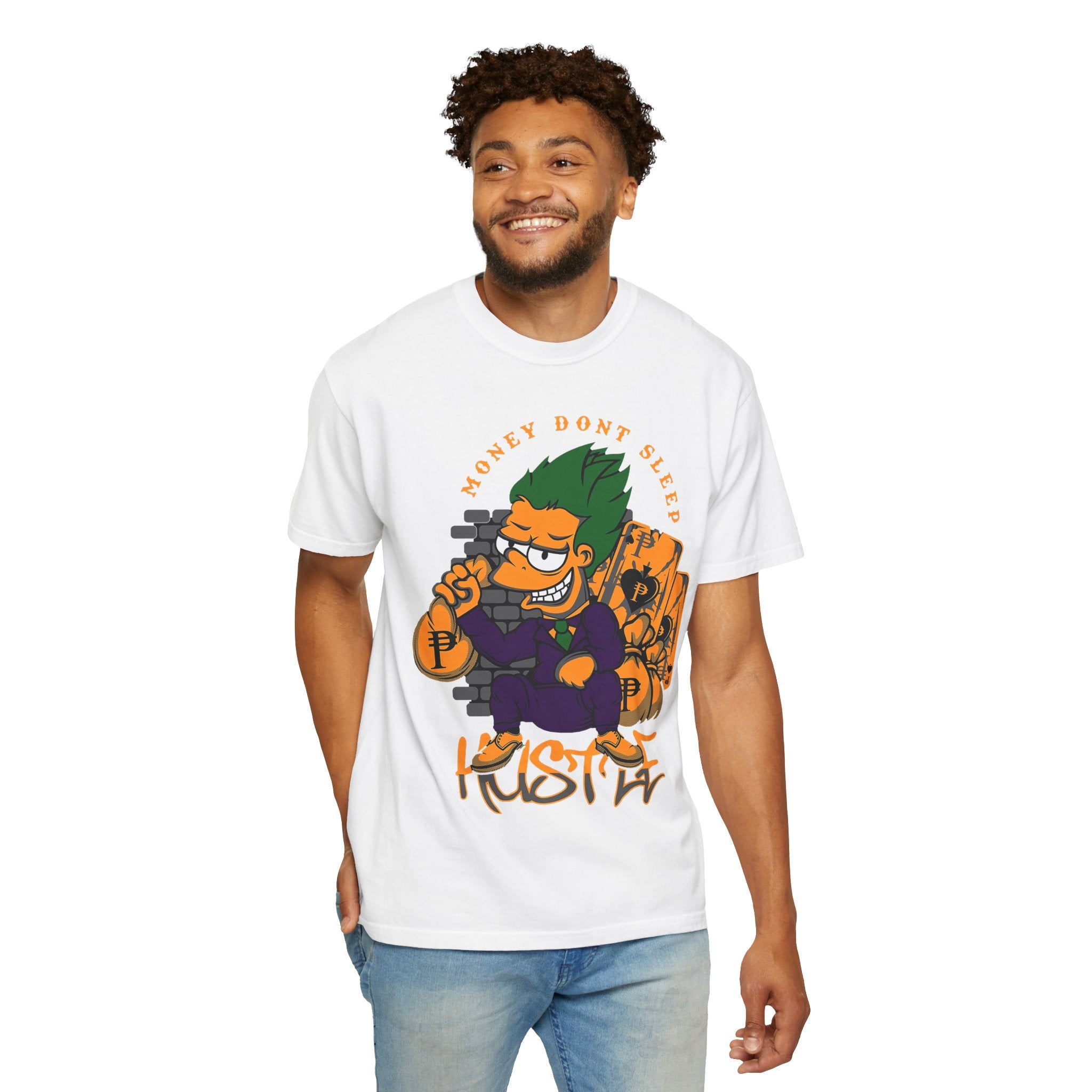 T-Shirt — 'Money Don’t Sleep' Cartoon Hustle Tee