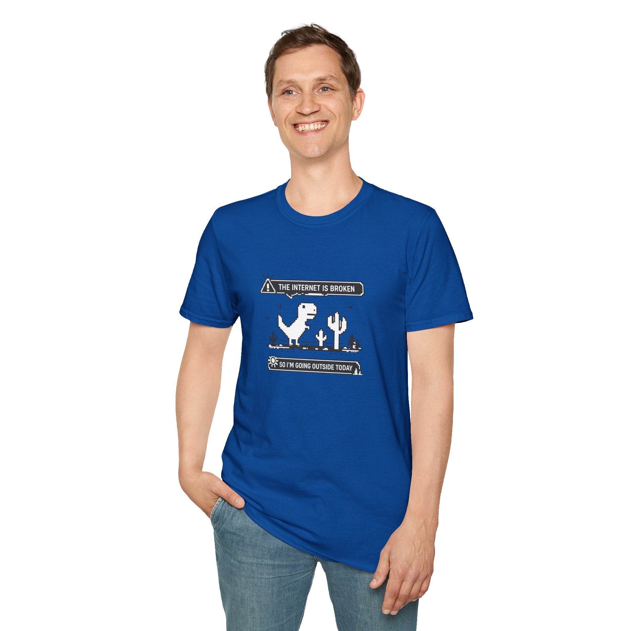 T-Shirt — 'The Internet Is Broken So I'm Going Outside Today' Dino Graphic