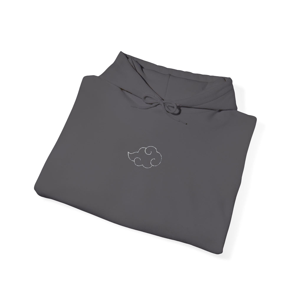 Minimal Cloud Outline Hoodie — Small White Cloud Graphic Embroidered