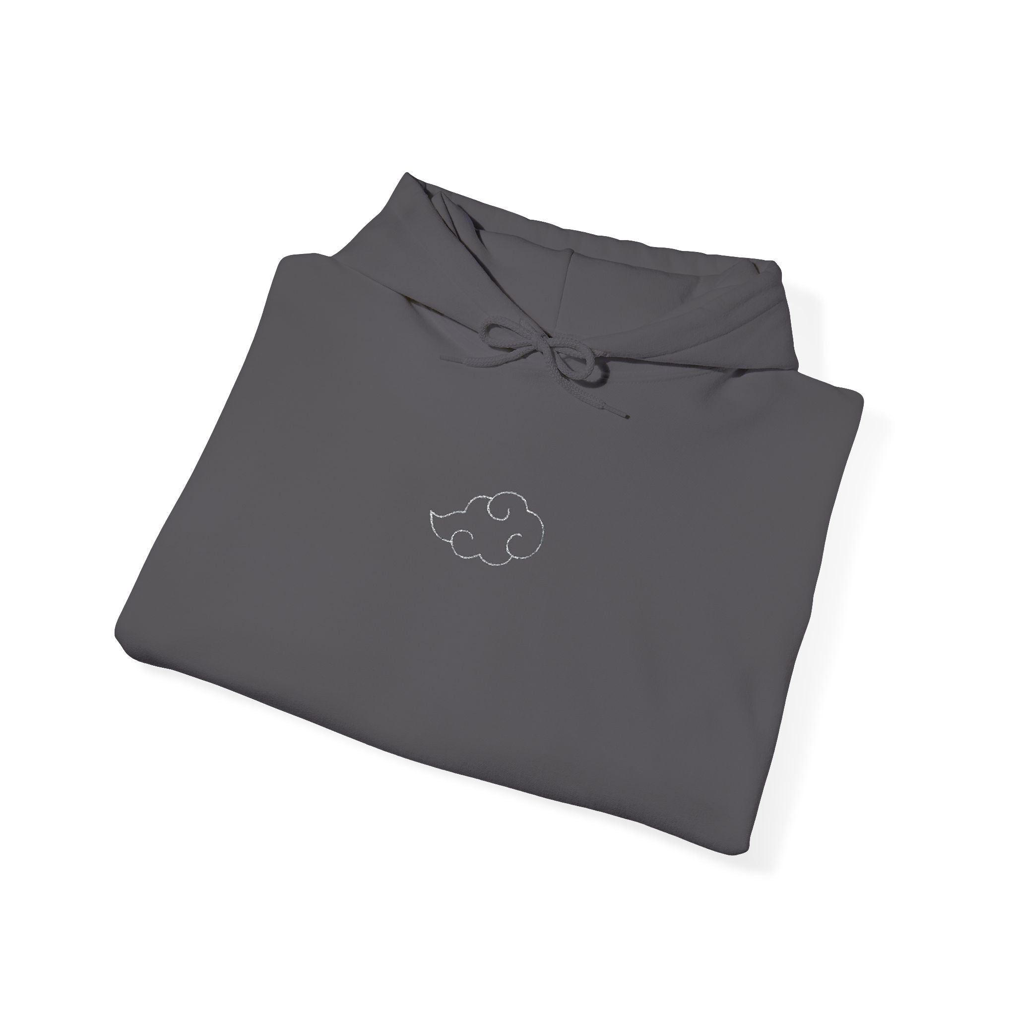 Minimal Cloud Outline Hoodie — Small White Cloud Graphic Embroidered