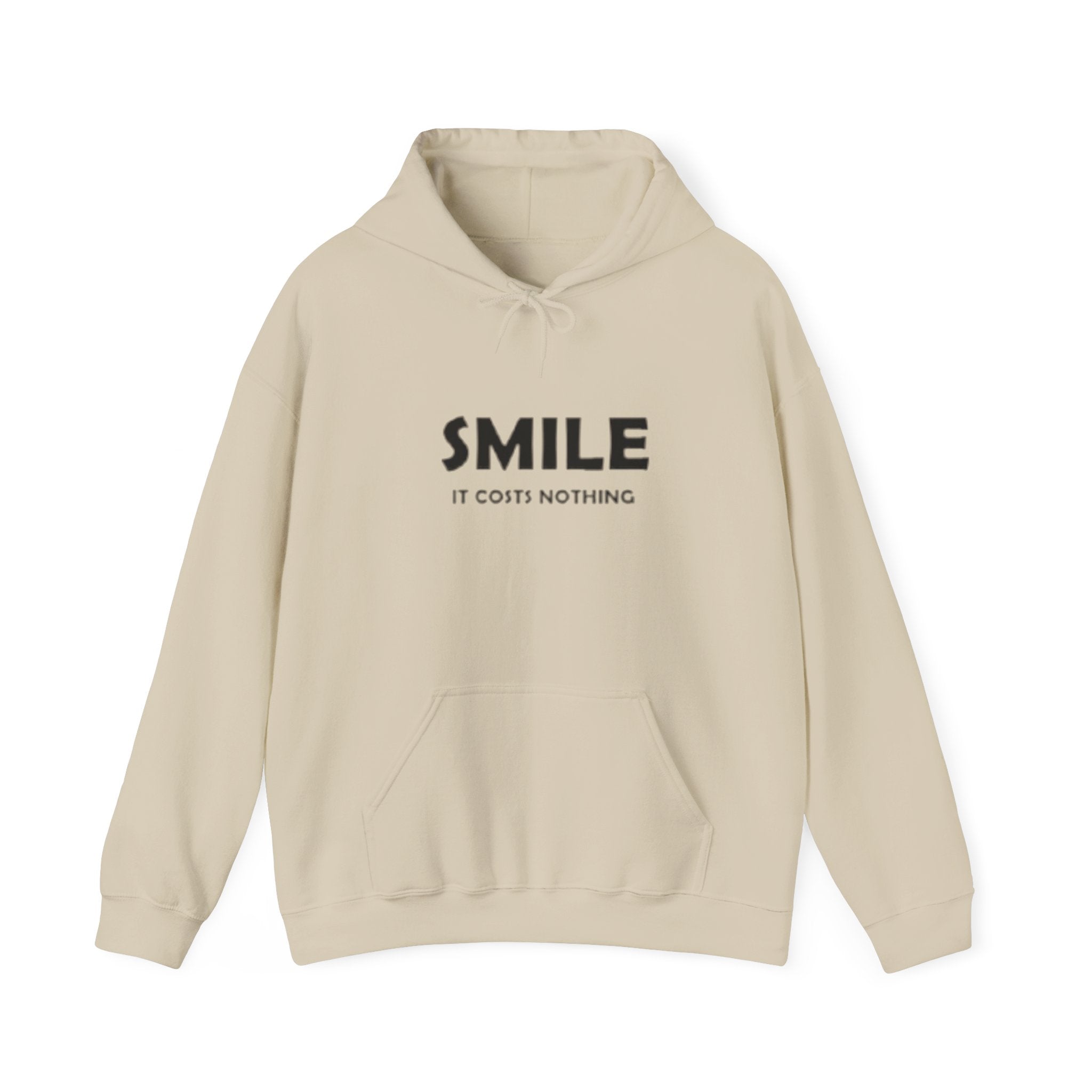 Smile It Costs Nothing Hoodie — Minimalist Positive Message Hooded Sweatshirt