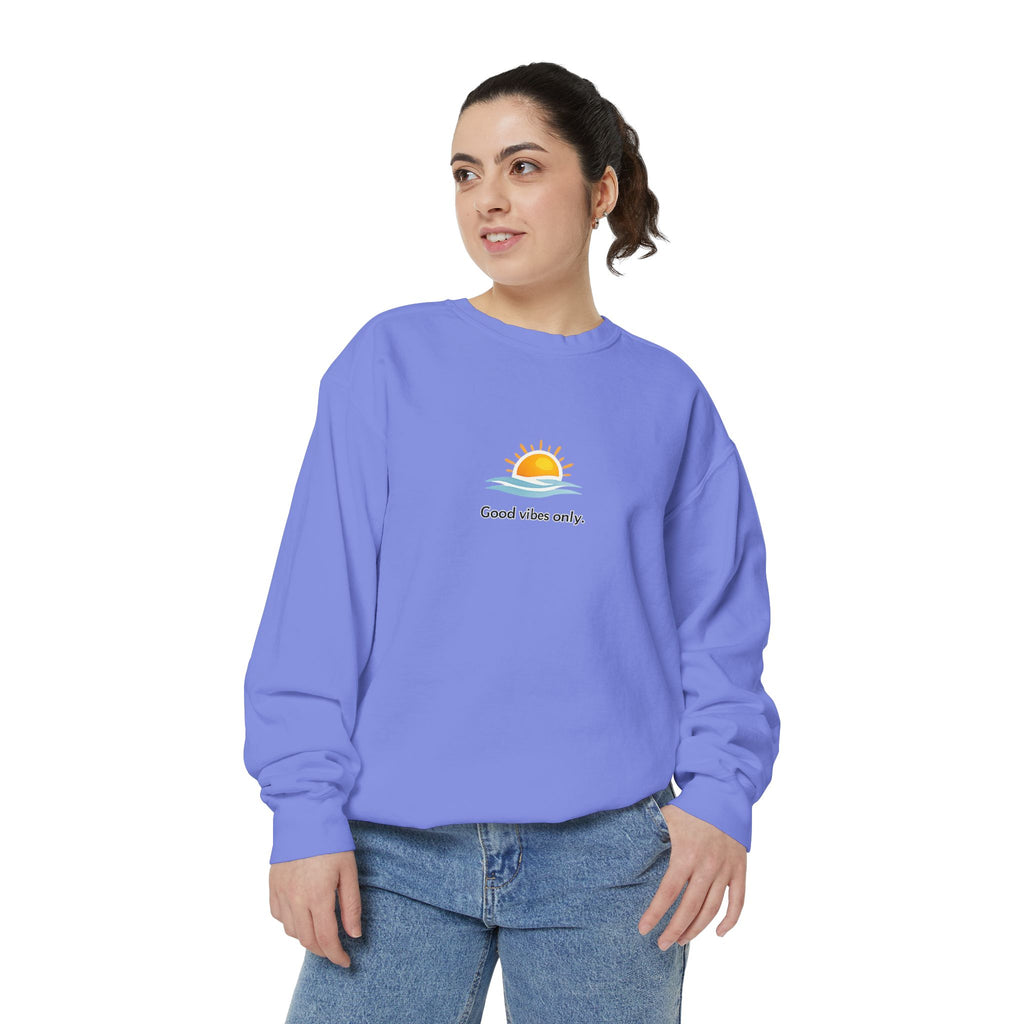 Good Vibes Only Sweatshirt — Sunrise Graphic Cozy Pullover