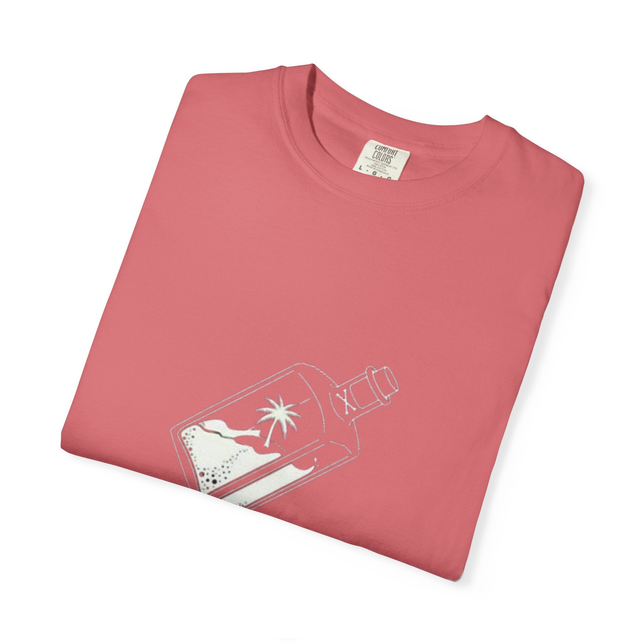 Pocket Island T‑Shirt — Minimal Bottle Isle Graphic Tee