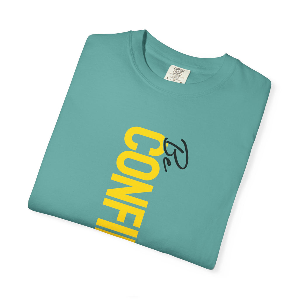 Be Confident Vertical Text T-Shirt — Motivational Graphic Tee