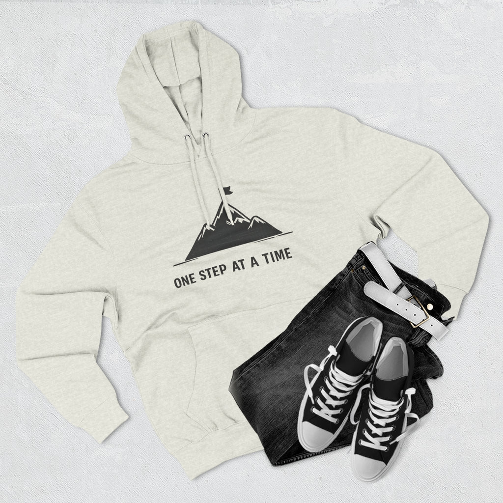 Hoodie - 'One Step at a Time' Mountain Graphic Fleece Hoodie
