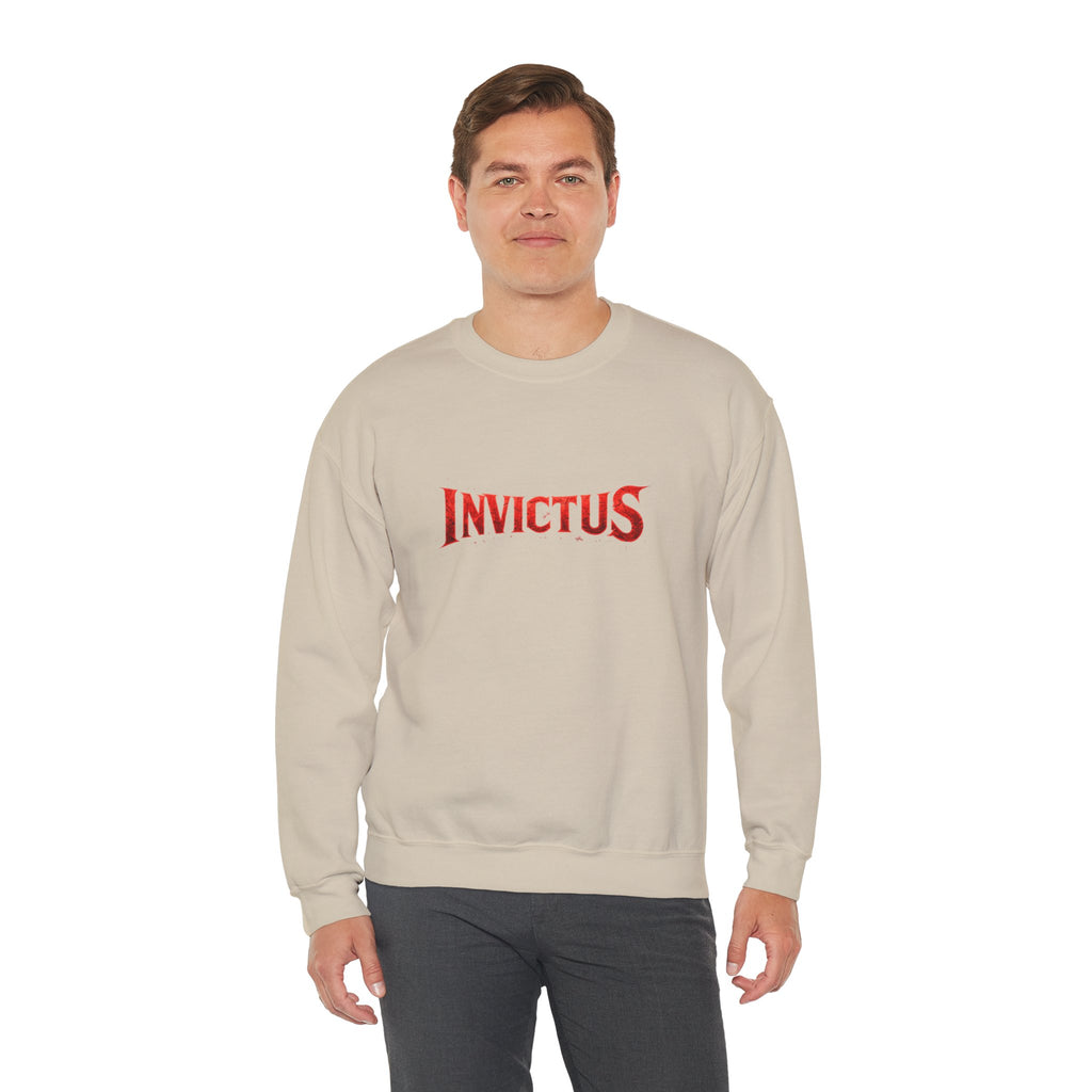 Invictus Crewneck Sweatshirt — Bold Red Script Pullover
