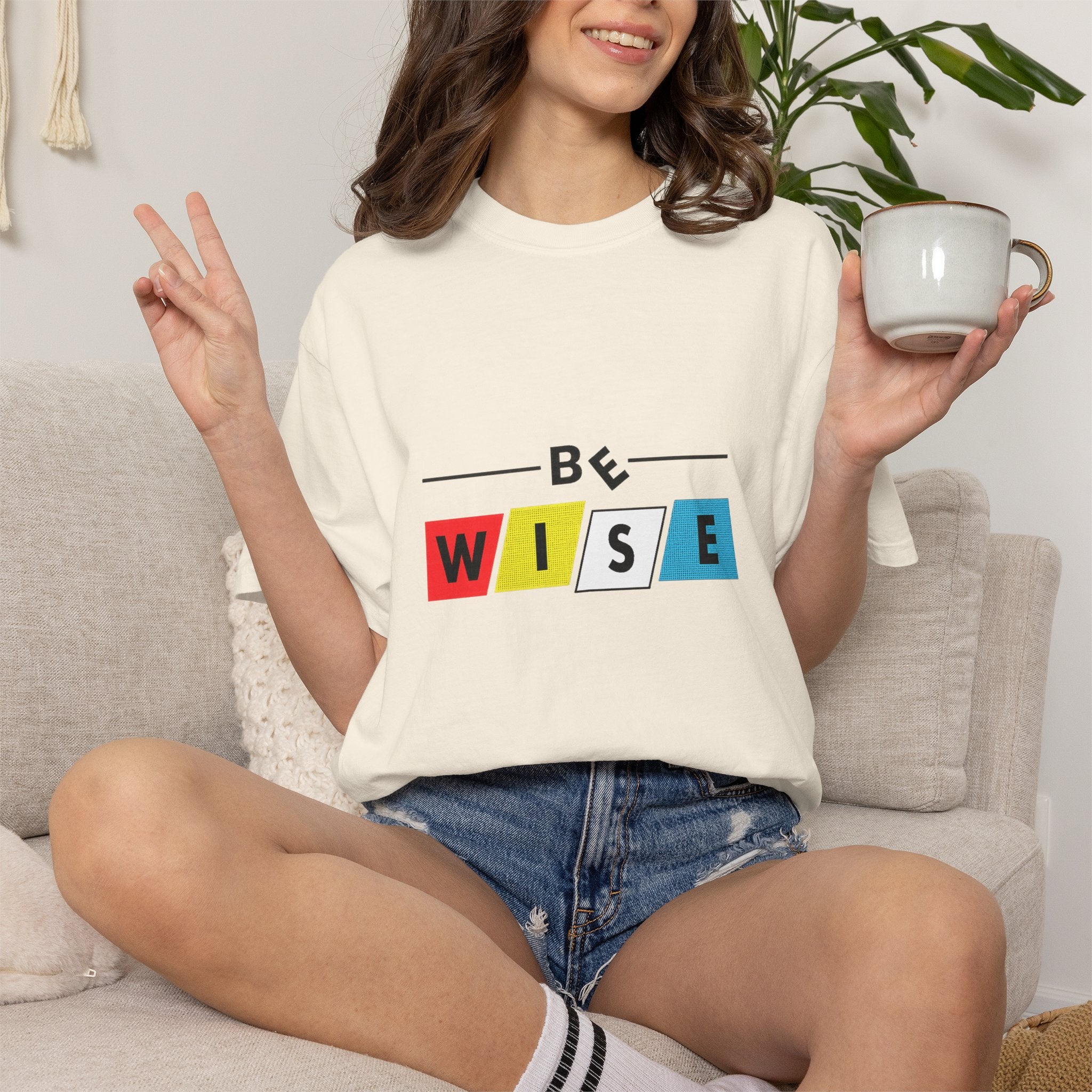 Be Wise Graphic T-Shirt — Color Block Inspirational Tee
