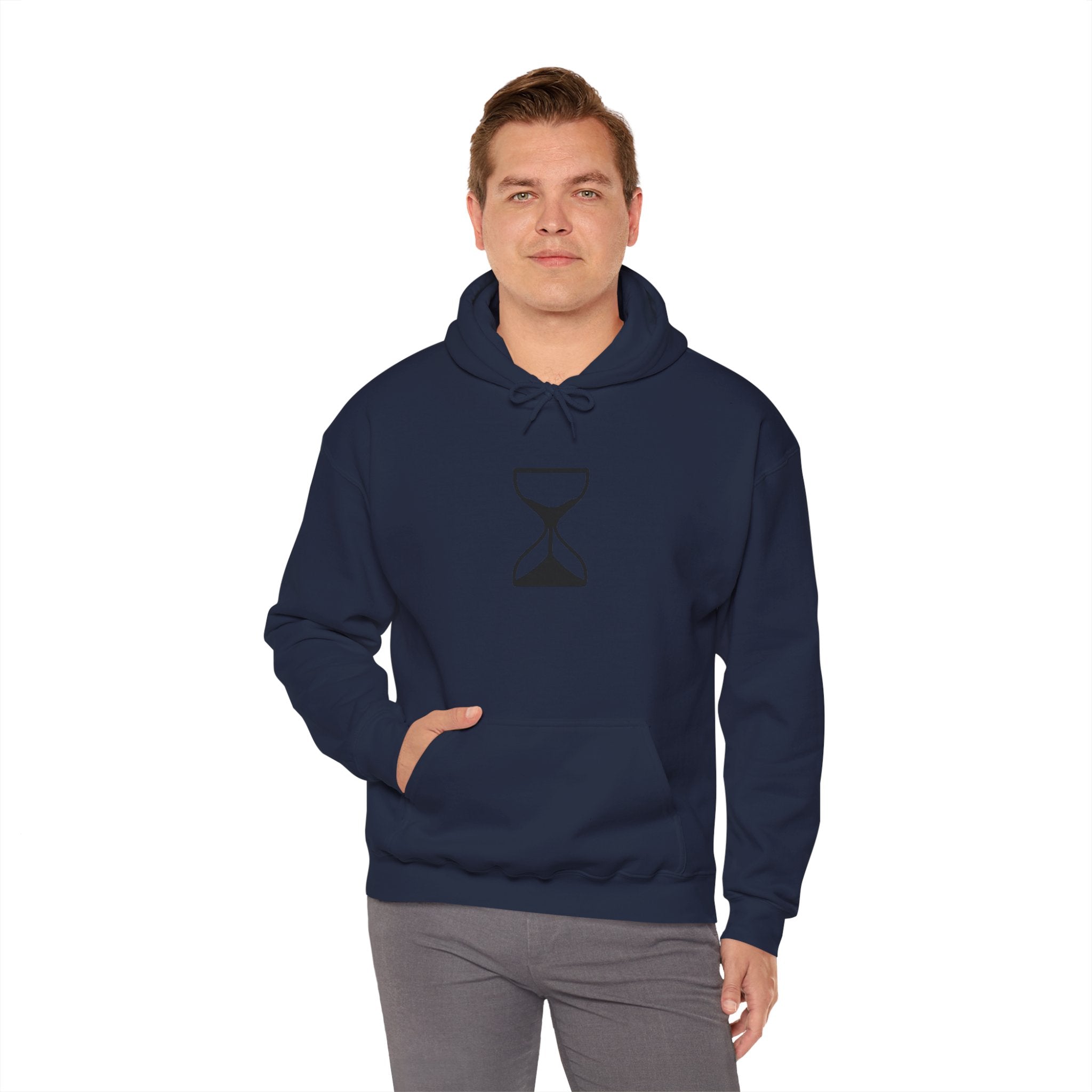 Hourglass Minimalist Hoodie — Simple Time Symbol Pullover