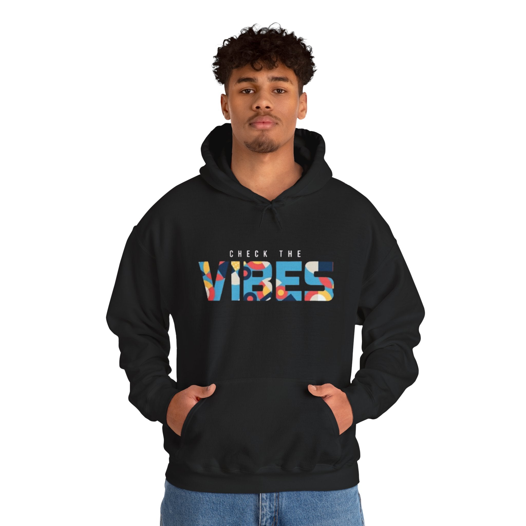 Check The Vibes Hoodie – Colorful Retro Graphic Pullover