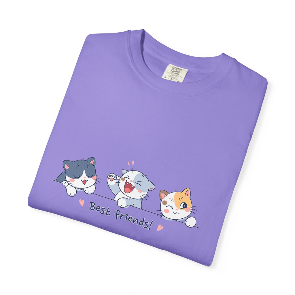Cute ‘Best Friends!’ Cat T-Shirt — Cartoon Kitten Trio Graphic Tee