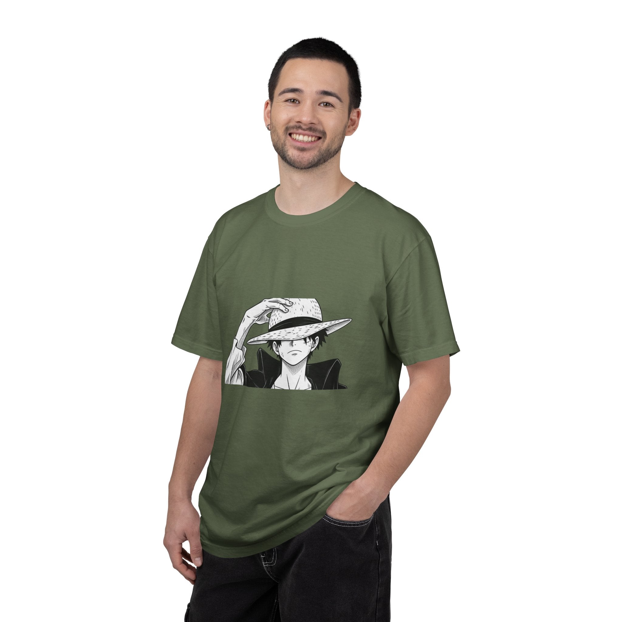 Anime Straw Hat Pirate T-Shirt – Minimal Luffy Illustration Tee