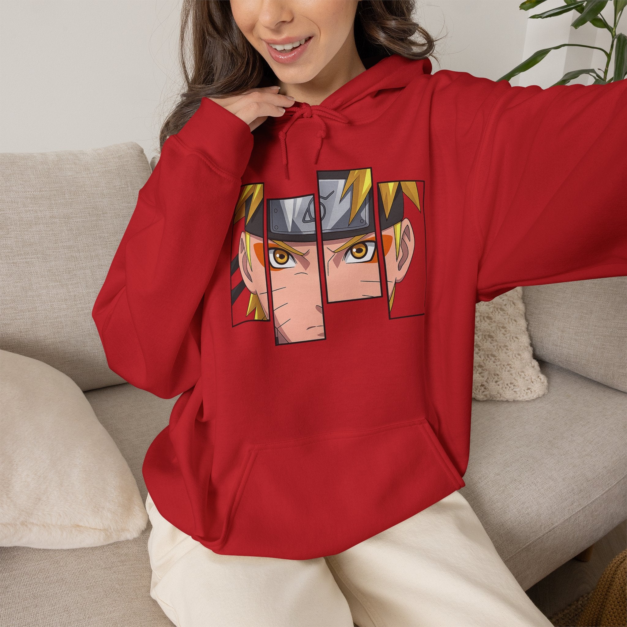 Anime Eyes Split-Panel Hoodie