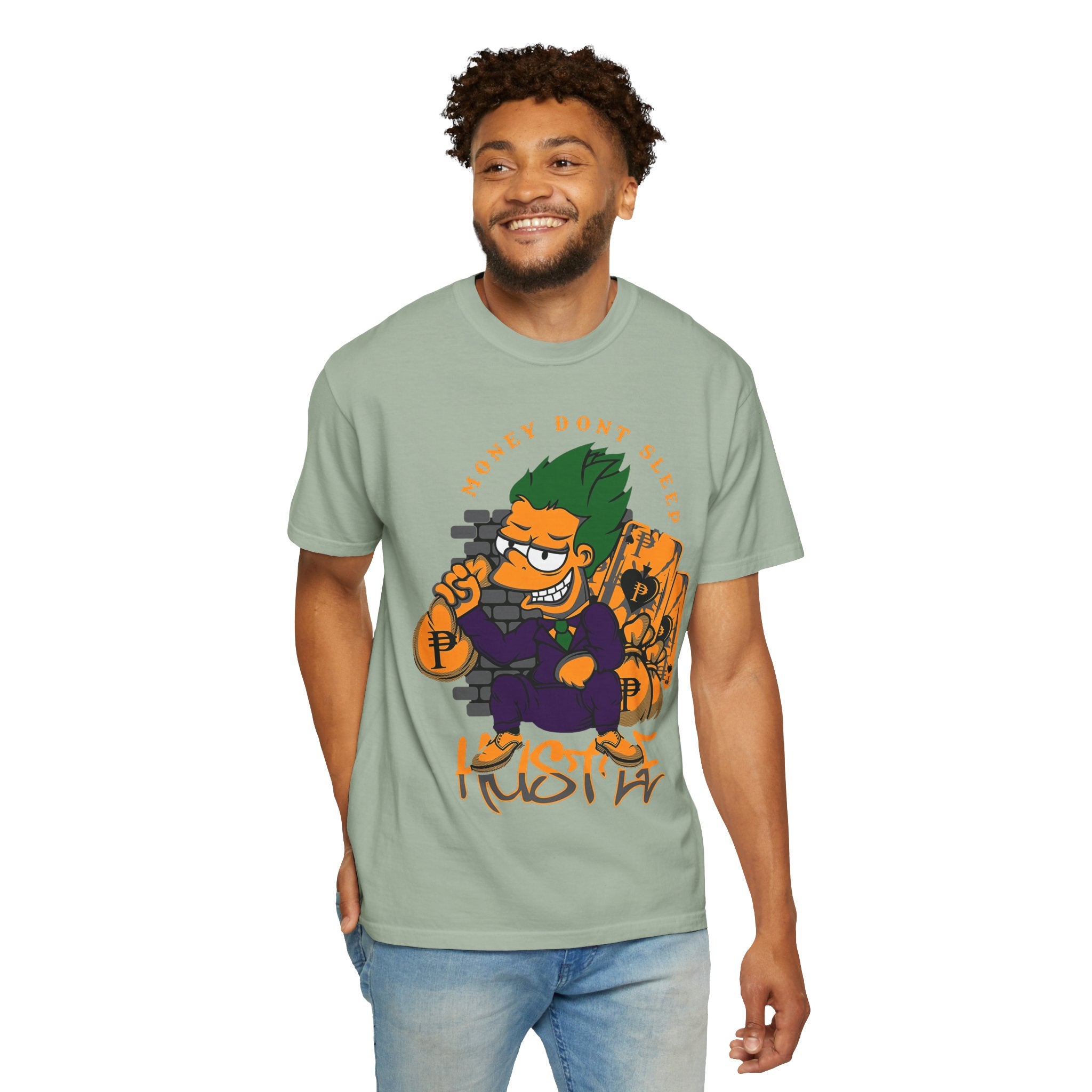 T-Shirt — 'Money Don’t Sleep' Cartoon Hustle Tee