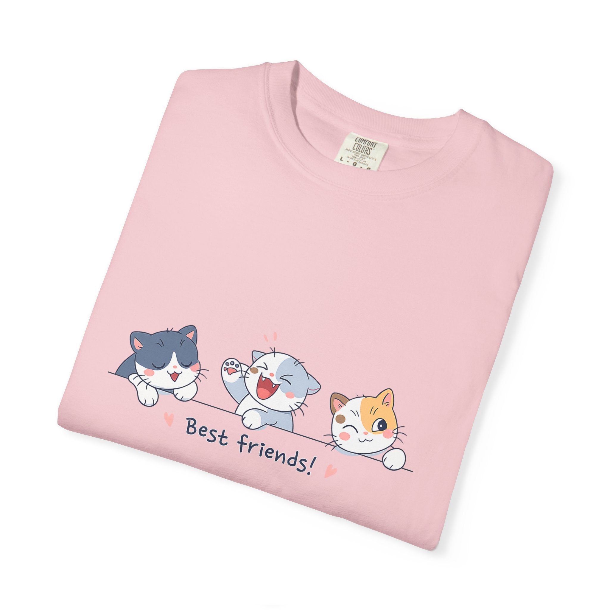 Cute ‘Best Friends!’ Cat T-Shirt — Cartoon Kitten Trio Graphic Tee