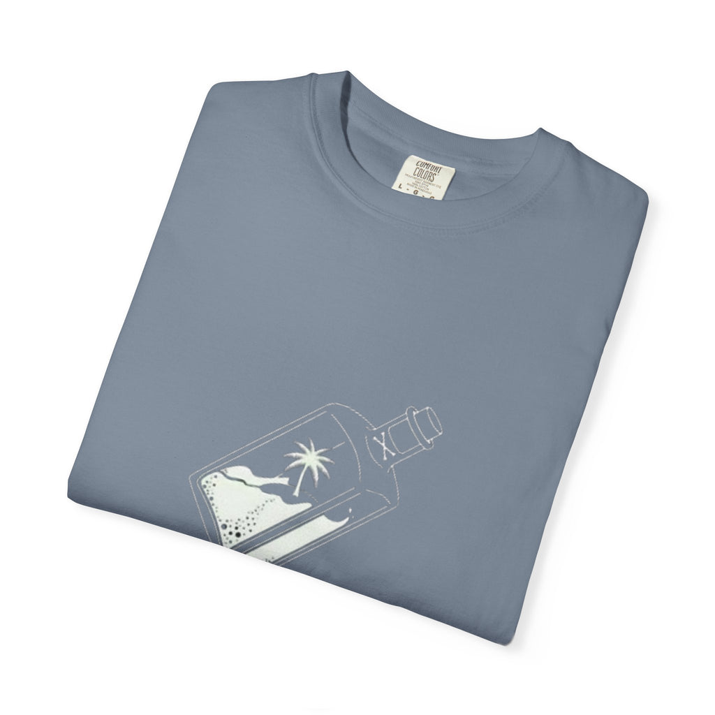 Pocket Island T‑Shirt — Minimal Bottle Isle Graphic Tee