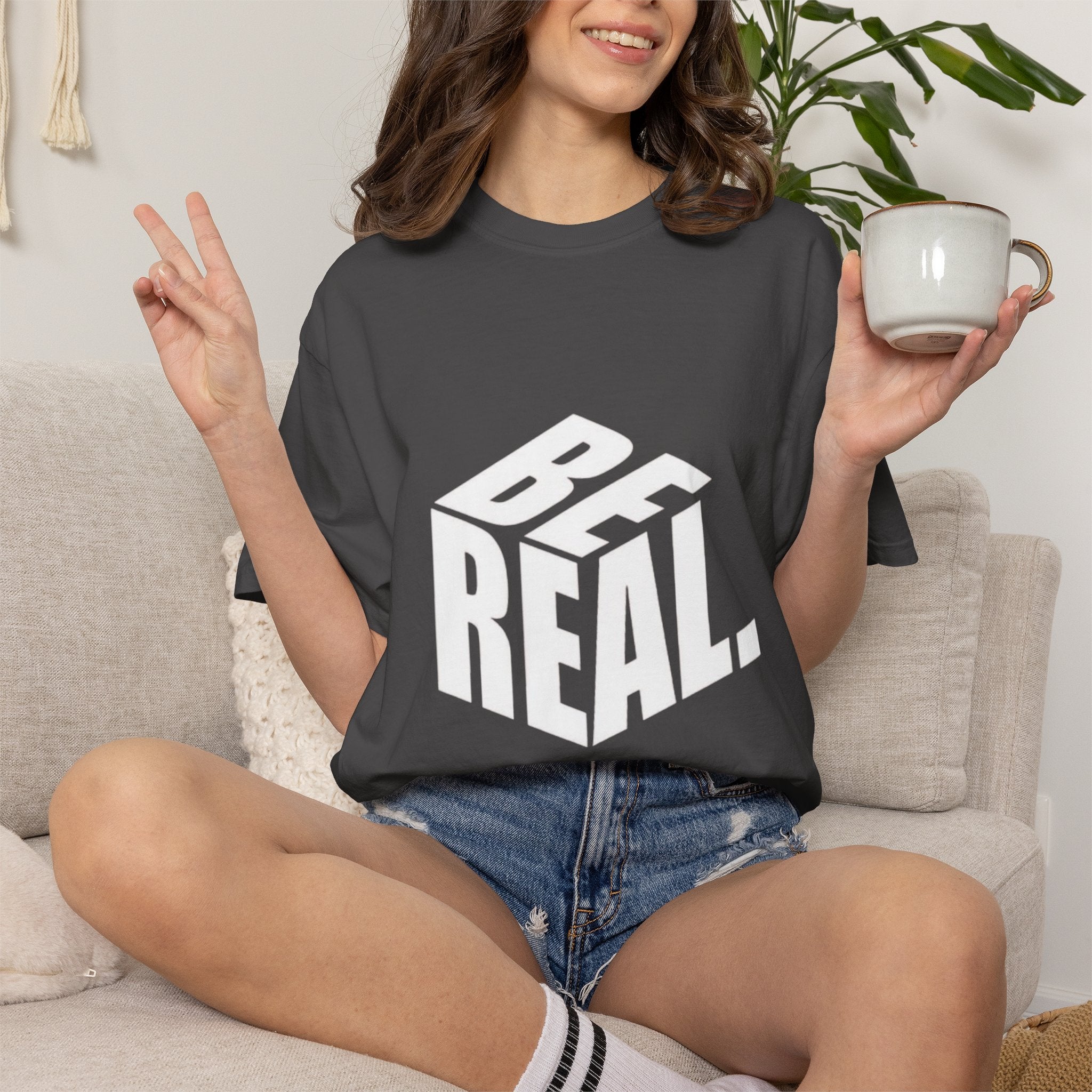 Be Real T-Shirt — Bold 3D Typography Graphic Tee