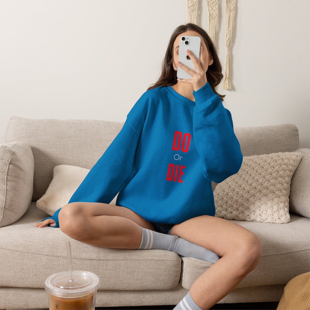 Crewneck Sweatshirt – Minimal 'DO / DIE' Red Vertical Typography
