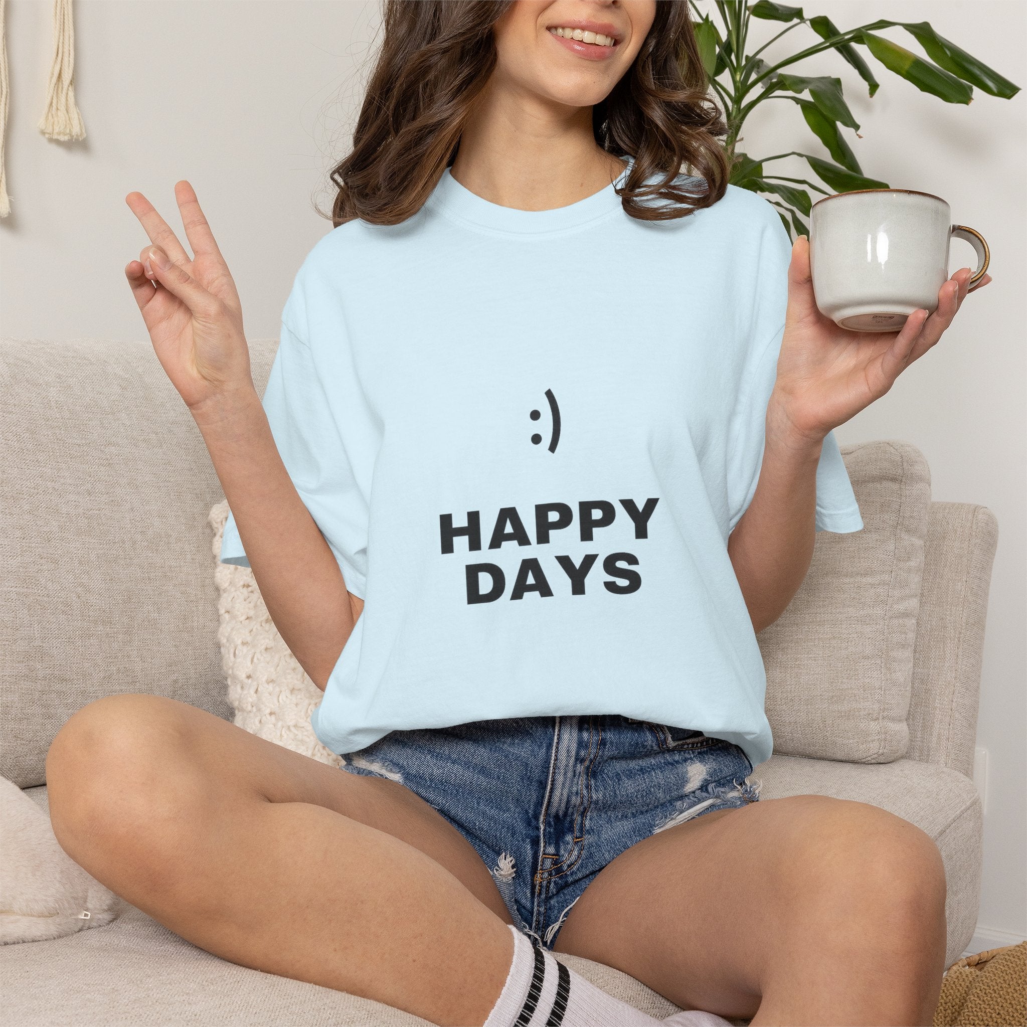 Happy Days T-Shirt — Minimal Smiley Graphic Tee