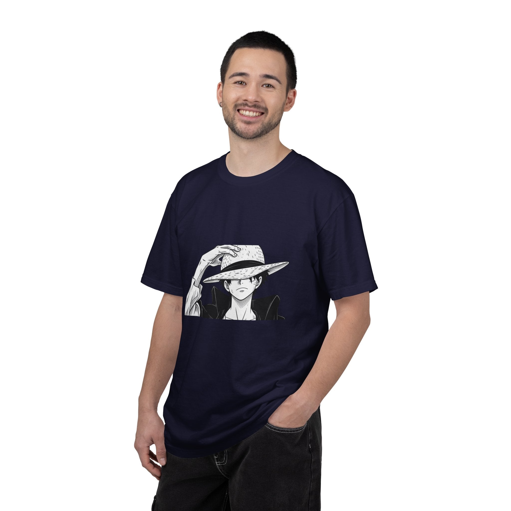 Anime Straw Hat Pirate T-Shirt – Minimal Luffy Illustration Tee