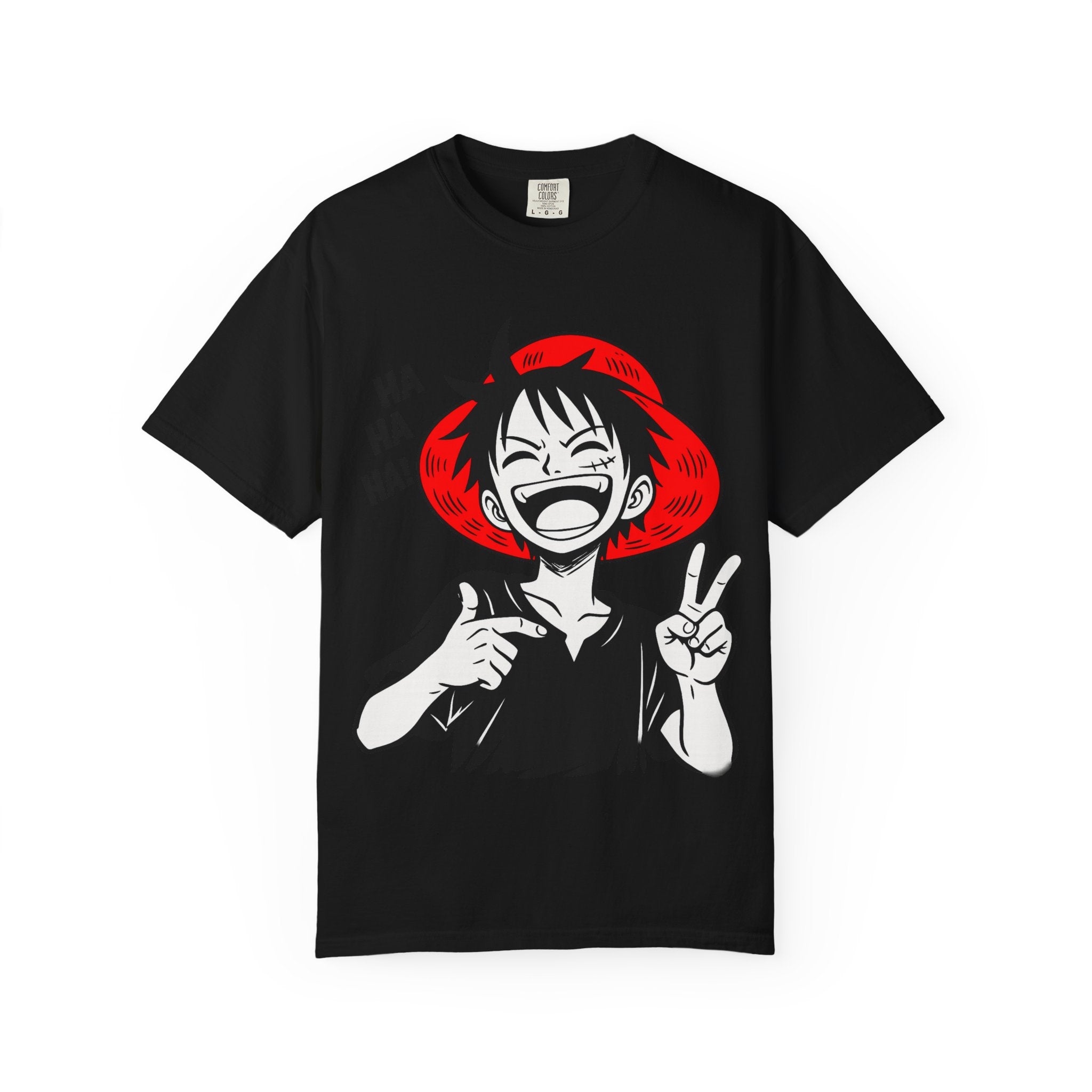 Anime Luffy Laughing Graphic T-shirt - Monkey D. Luffy Peace Sign Tee