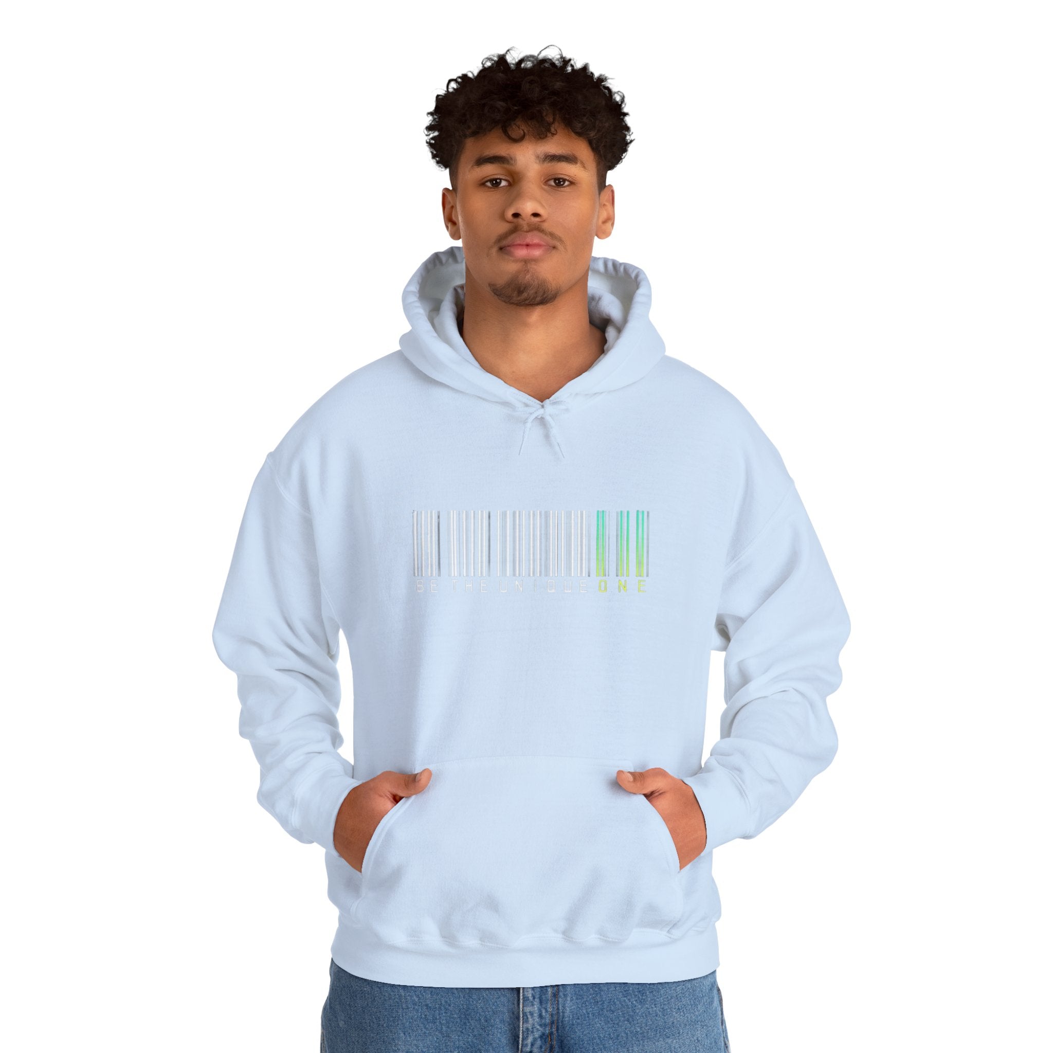 Unique One Barcode Hoodie — "Be the Unique One" Graphic Pullover