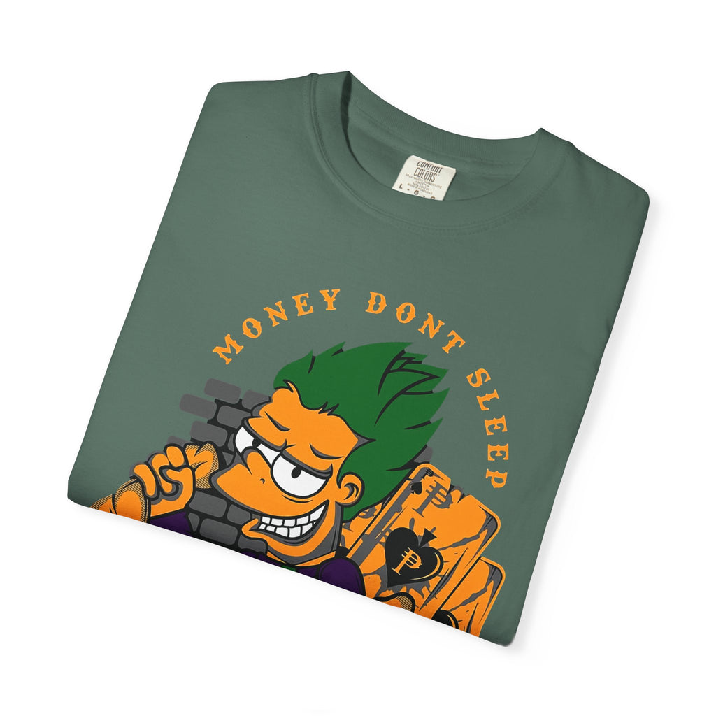 T-Shirt — 'Money Don’t Sleep' Cartoon Hustle Tee