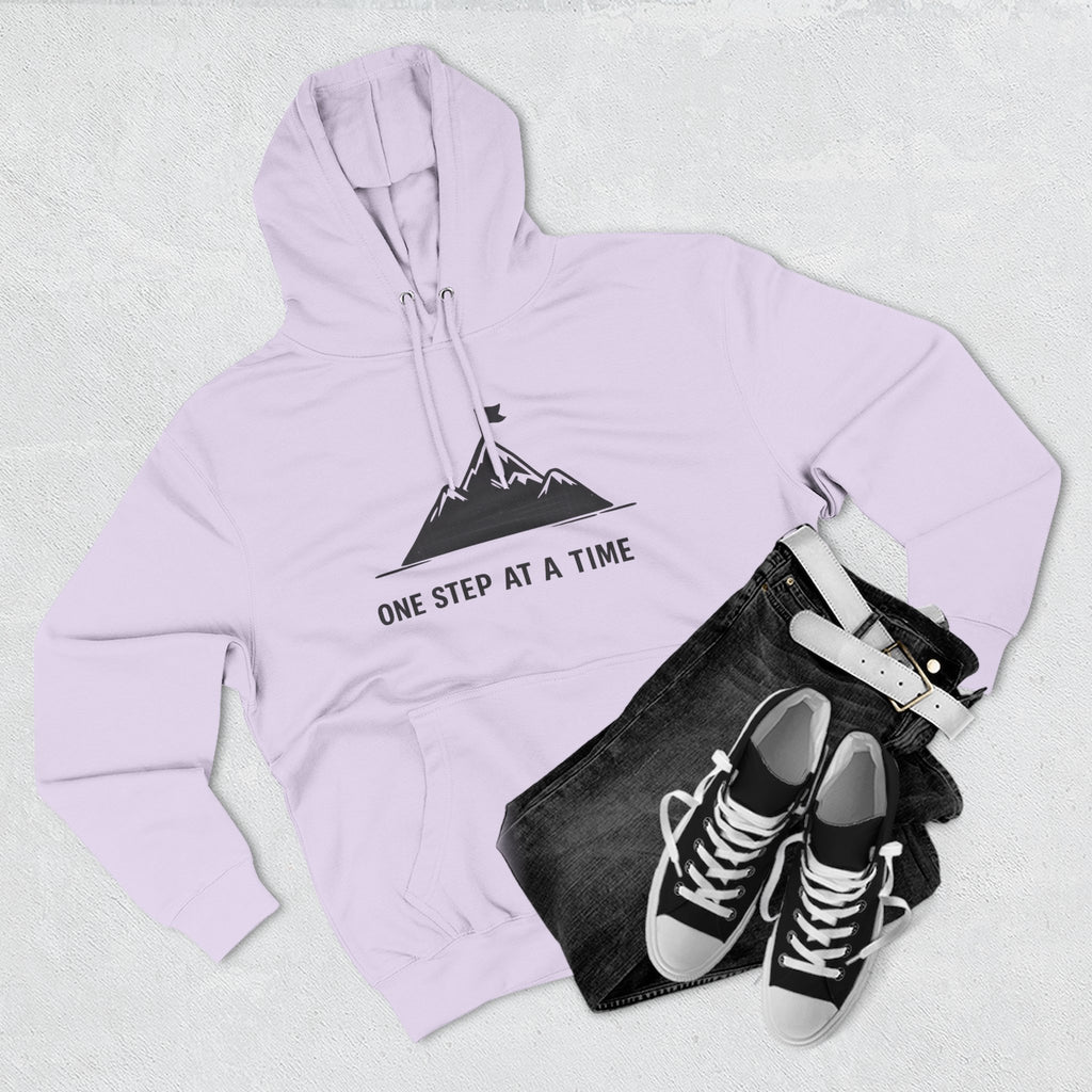 Hoodie - 'One Step at a Time' Mountain Graphic Fleece Hoodie