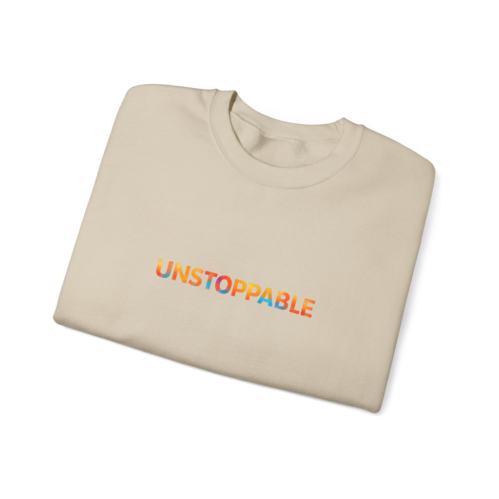 Unstoppable Crewneck Sweatshirt — Inspirational Rainbow Text Pullover