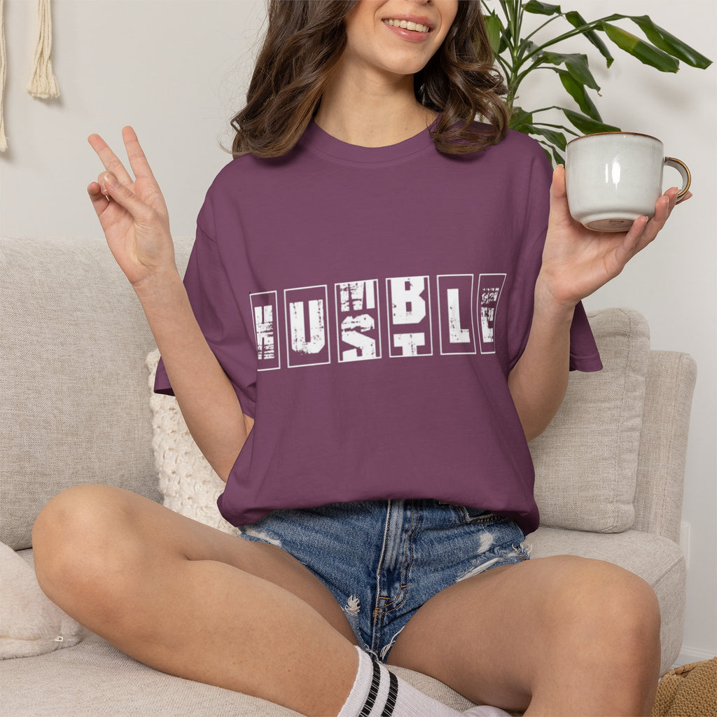 Hustle Block Letter T-Shirt — Vintage Graphic Tee with 'HUSTLE' Design