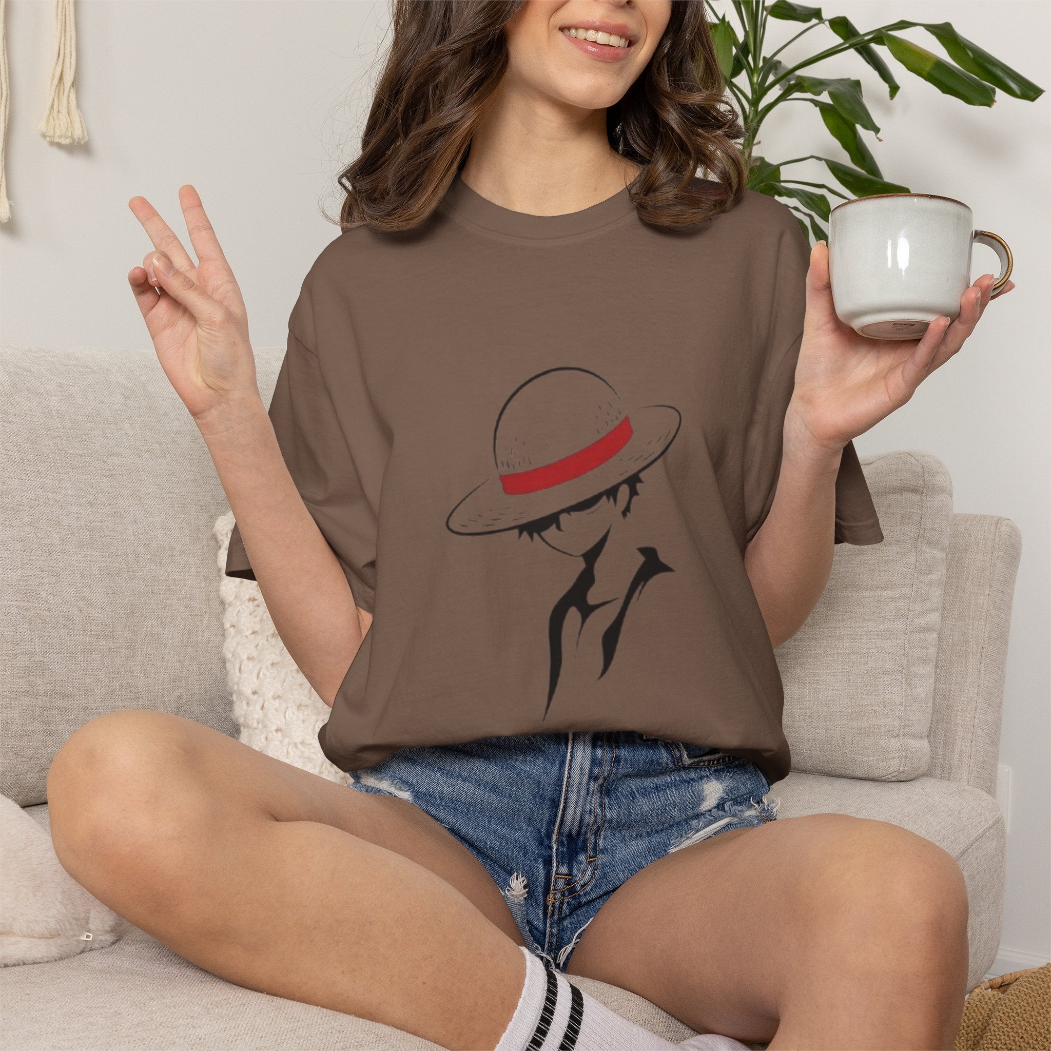 Minimal Straw Hat Silhouette T-Shirt