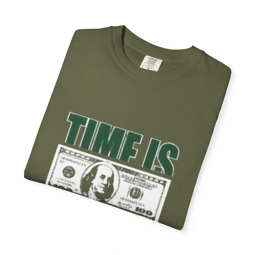 Money Vibe T-Shirt — "TIME IS" Graphic Dollar Bill Tee