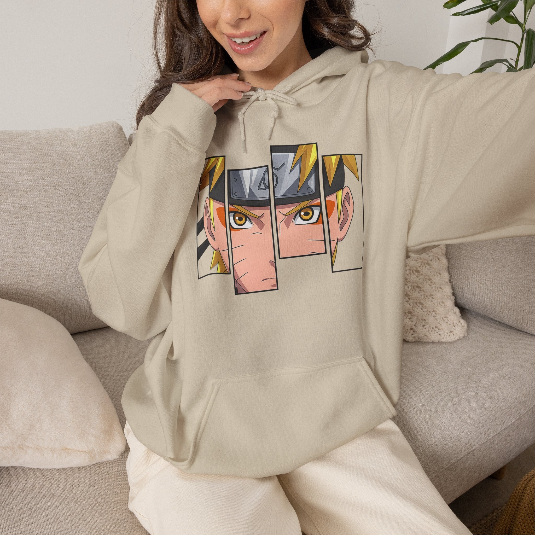 Anime Eyes Split-Panel Hoodie