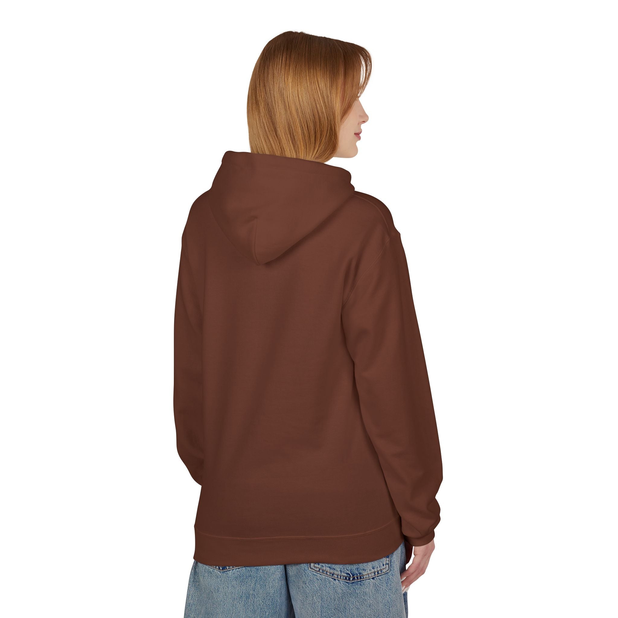 Never Typography Hoodie — Brown Casual Graphic Pullover