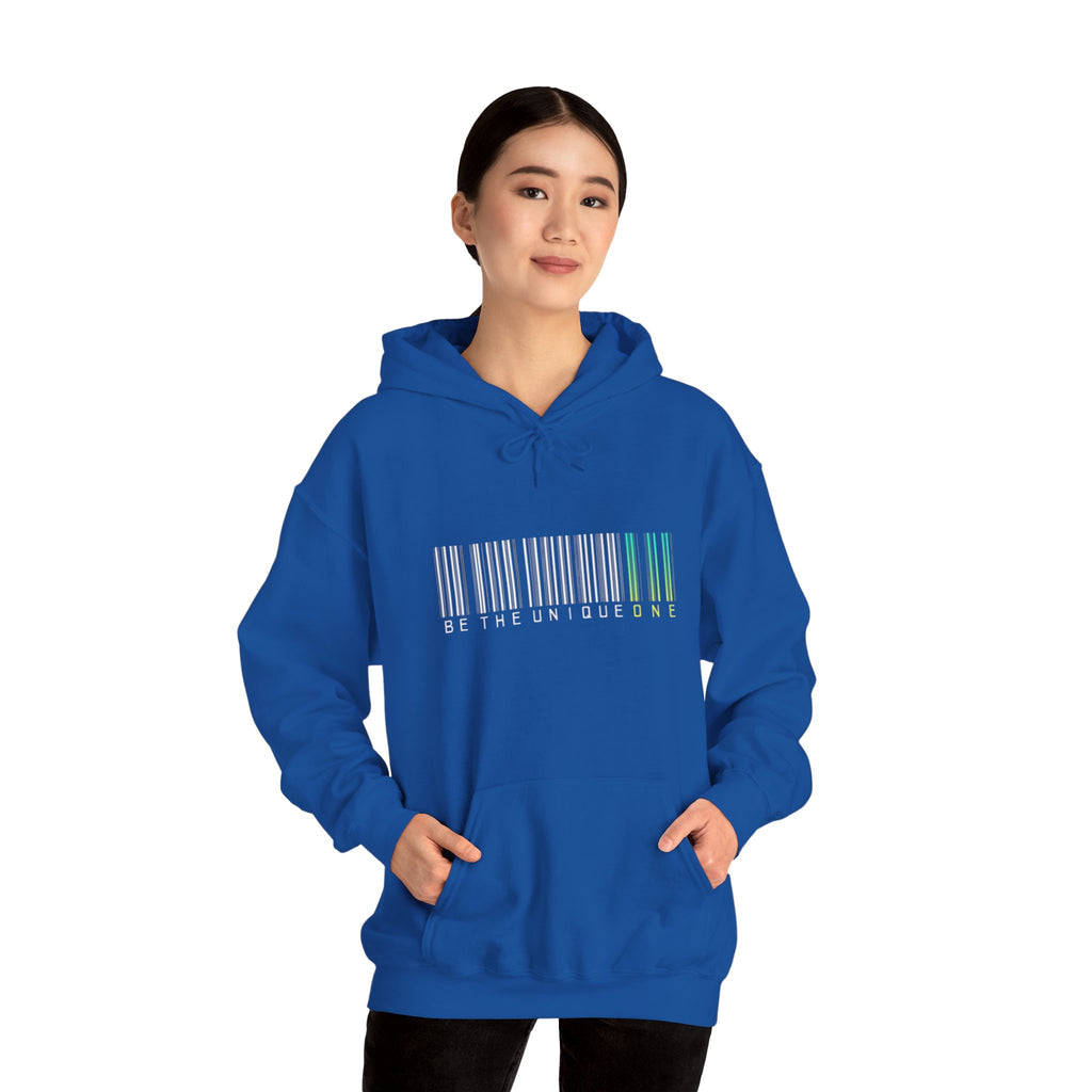 Unique One Barcode Hoodie — "Be the Unique One" Graphic Pullover
