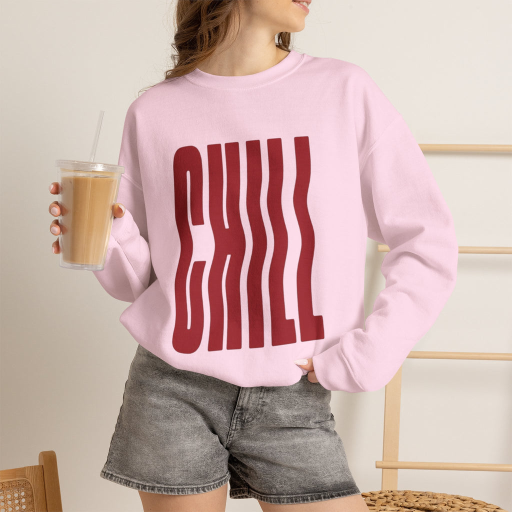 Chill Distorted Text Crewneck Sweatshirt