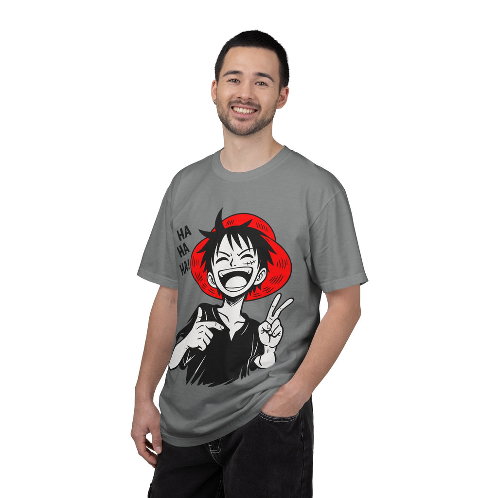 Anime Luffy Laughing Graphic T-shirt - Monkey D. Luffy Peace Sign Tee