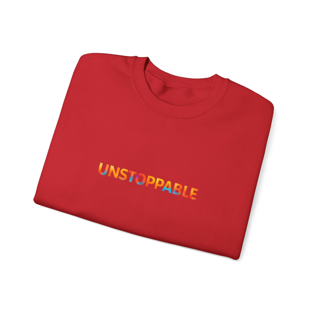 Unstoppable Crewneck Sweatshirt — Inspirational Rainbow Text Pullover