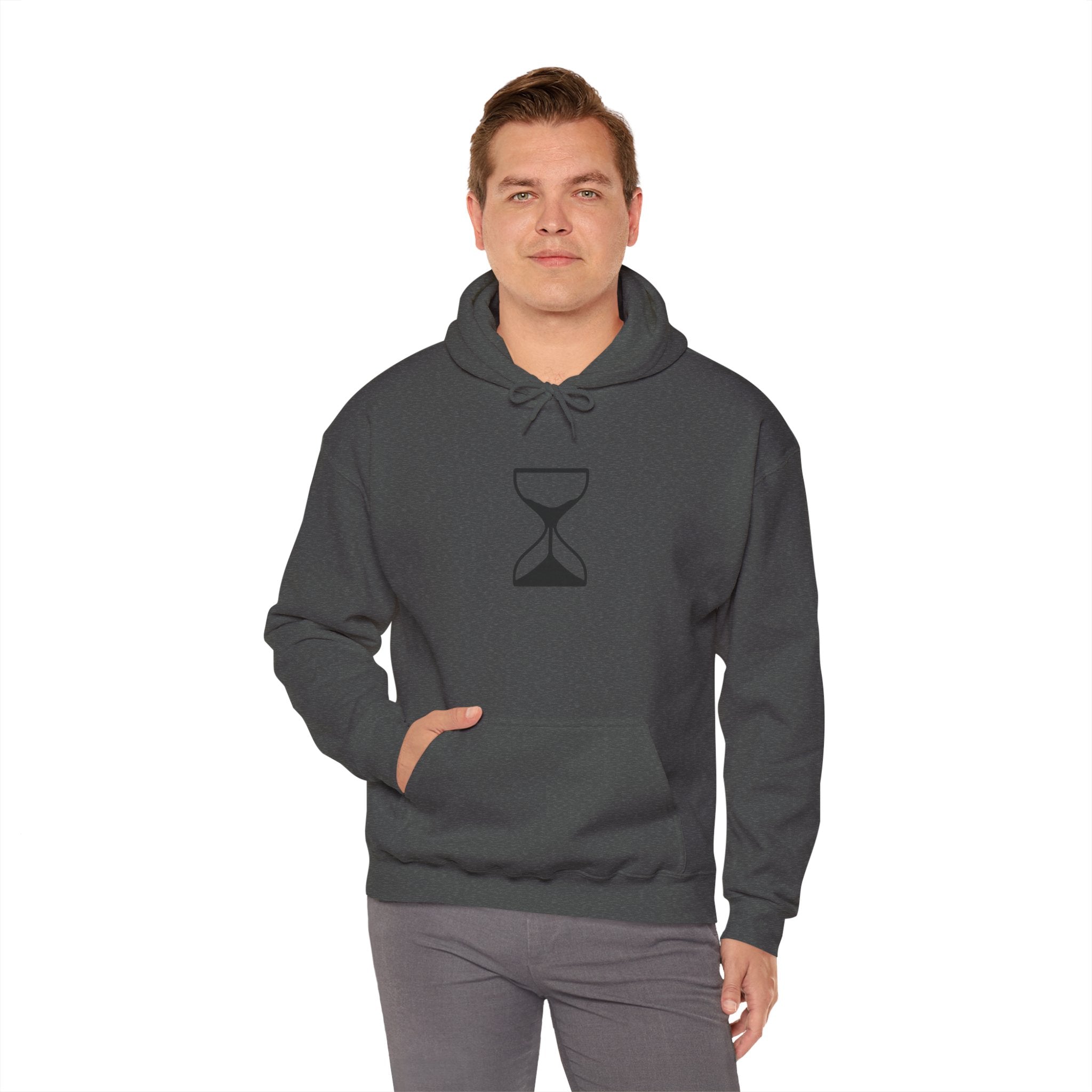 Hourglass Minimalist Hoodie — Simple Time Symbol Pullover