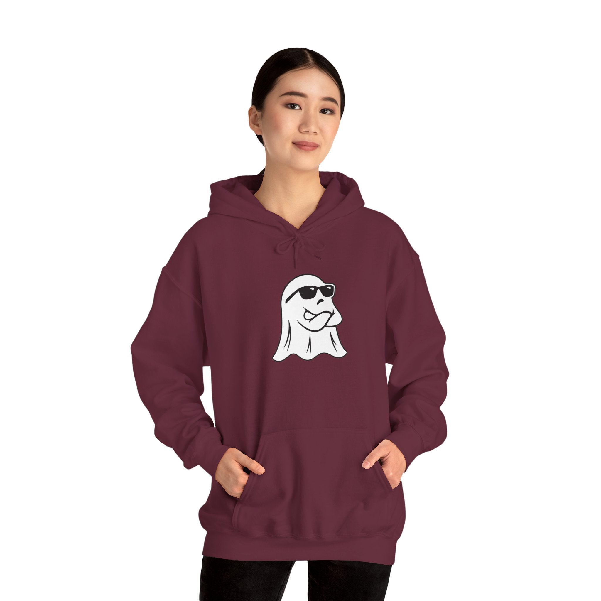 Cool Sunglasses Ghost Hoodie — Cute Minimalist Halloween Pullover
