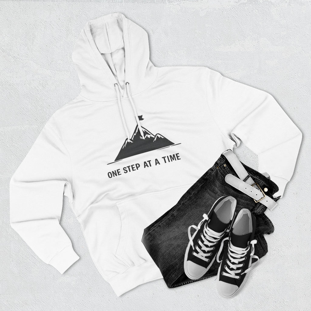 Hoodie - 'One Step at a Time' Mountain Graphic Fleece Hoodie