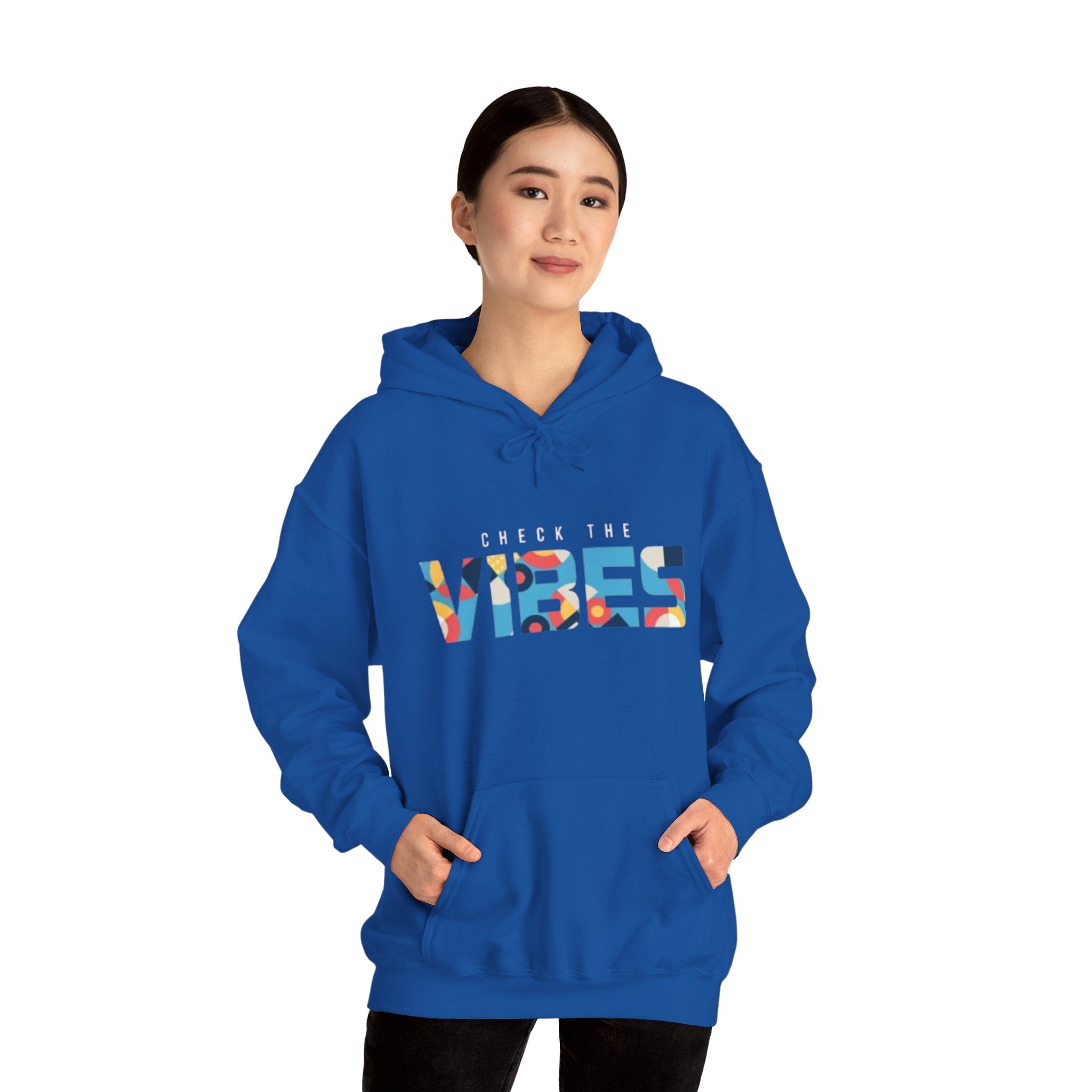Check The Vibes Hoodie – Colorful Retro Graphic Pullover
