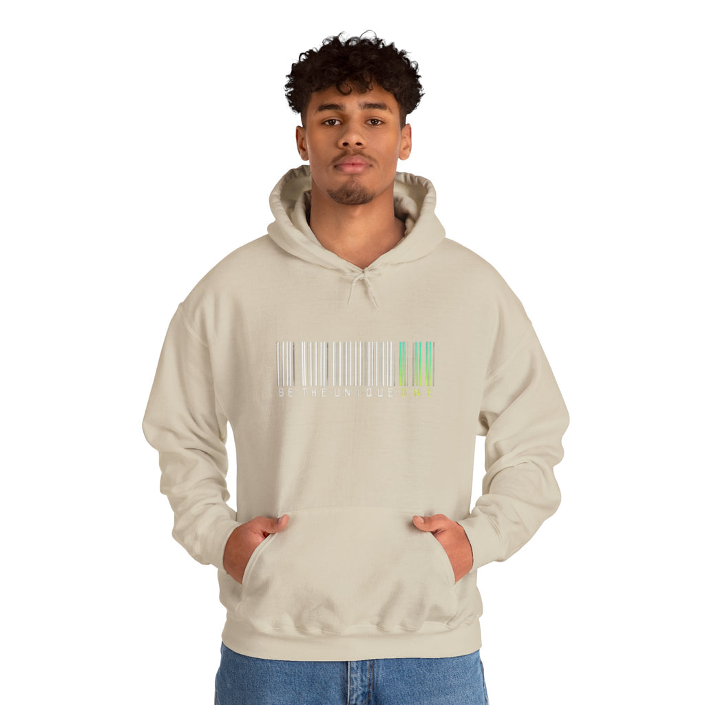 Unique One Barcode Hoodie — "Be the Unique One" Graphic Pullover