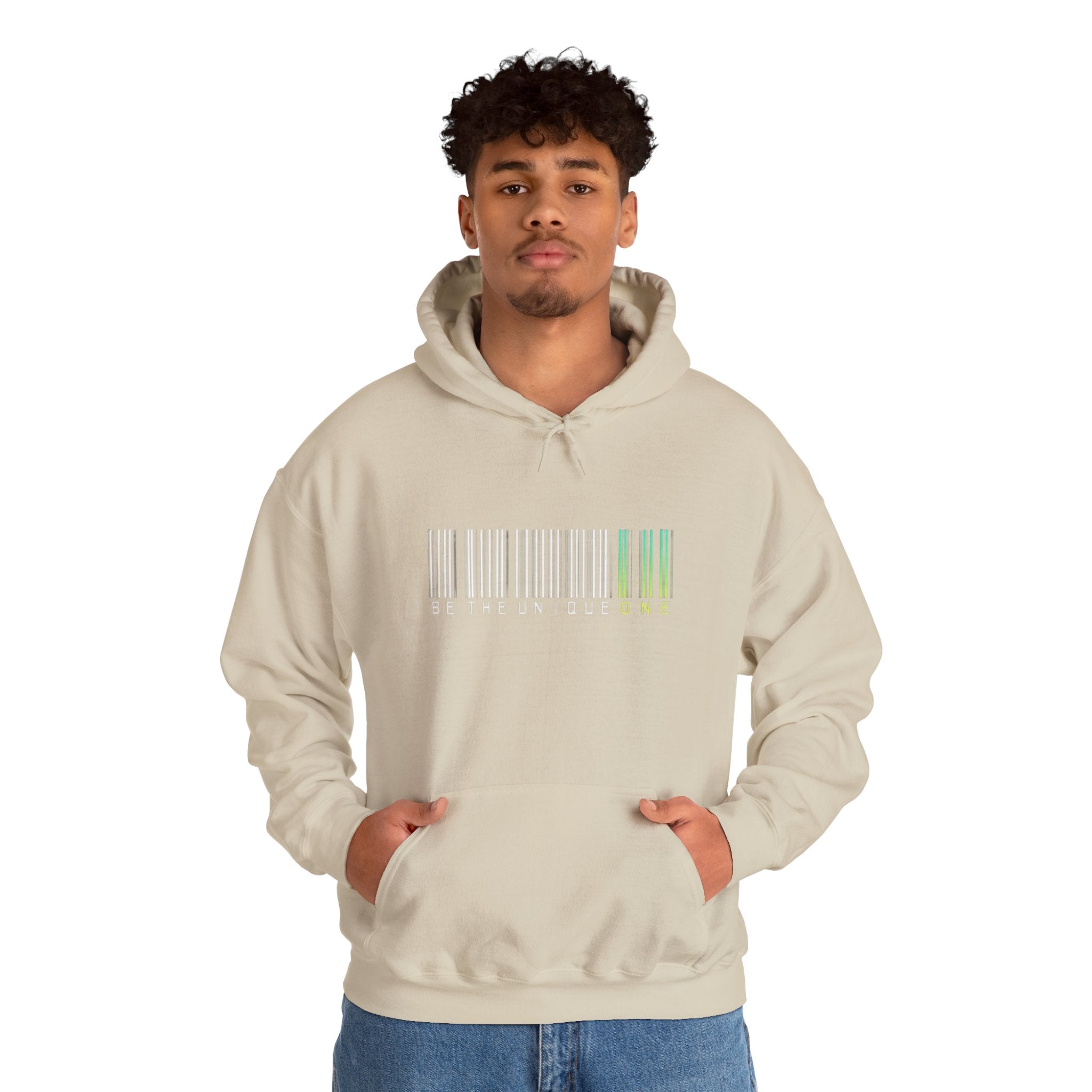 Unique One Barcode Hoodie — "Be the Unique One" Graphic Pullover