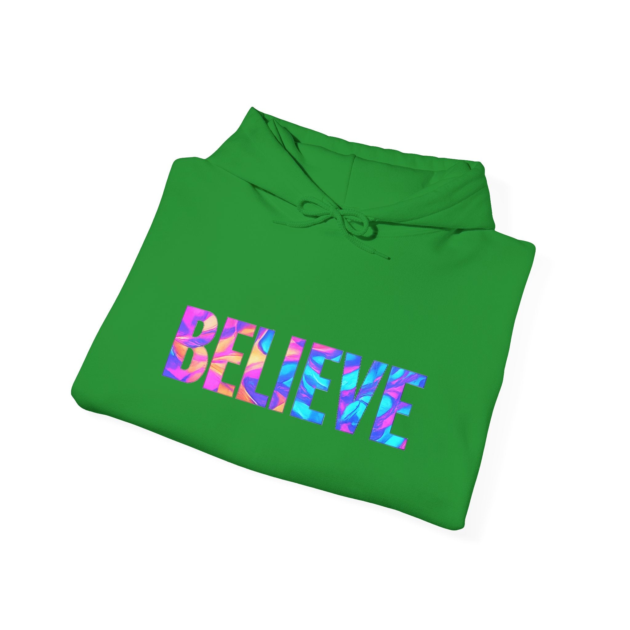 Believe in Yourself Hoodie — Colorful Watercolor Text Inspirational Sweatshirt