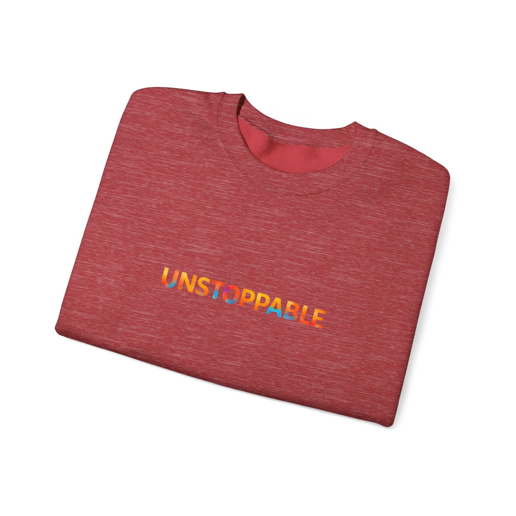 Unstoppable Crewneck Sweatshirt — Inspirational Rainbow Text Pullover