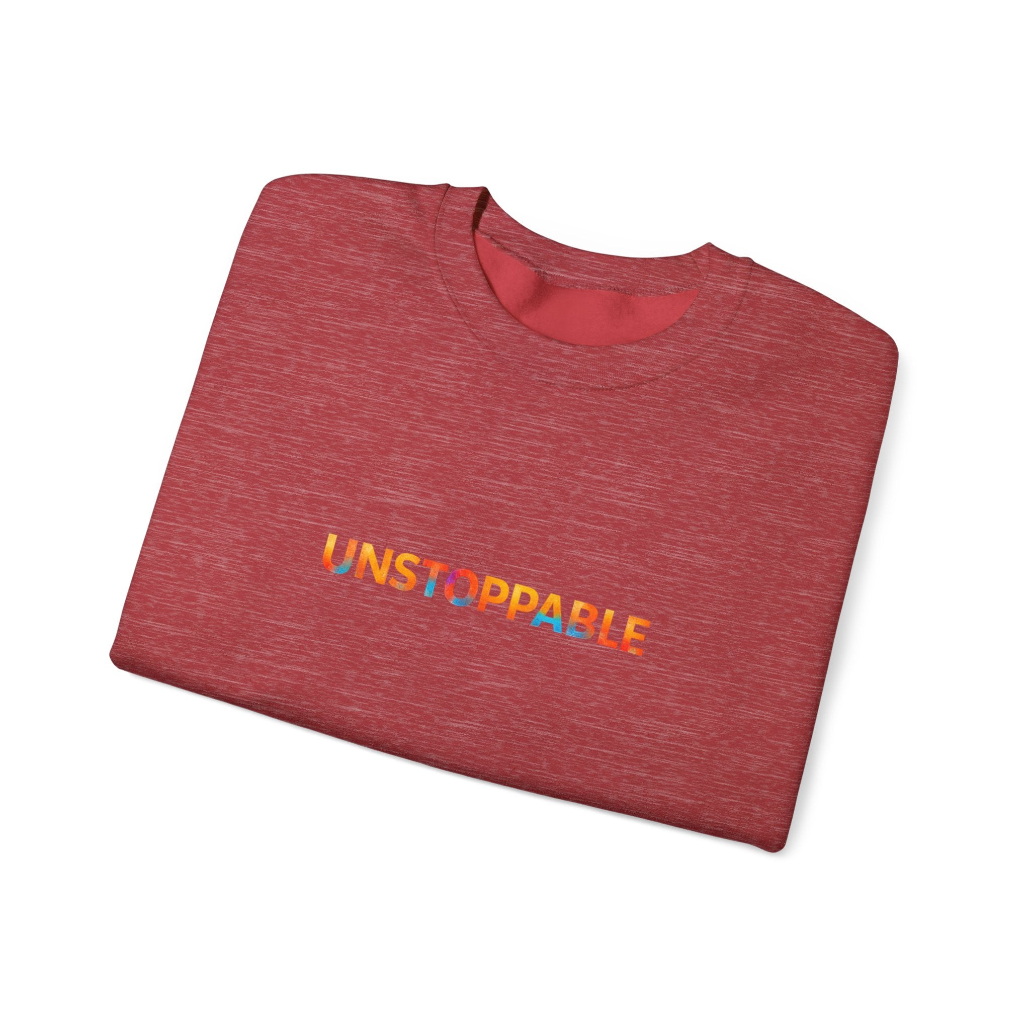 Unstoppable Crewneck Sweatshirt — Inspirational Rainbow Text Pullover