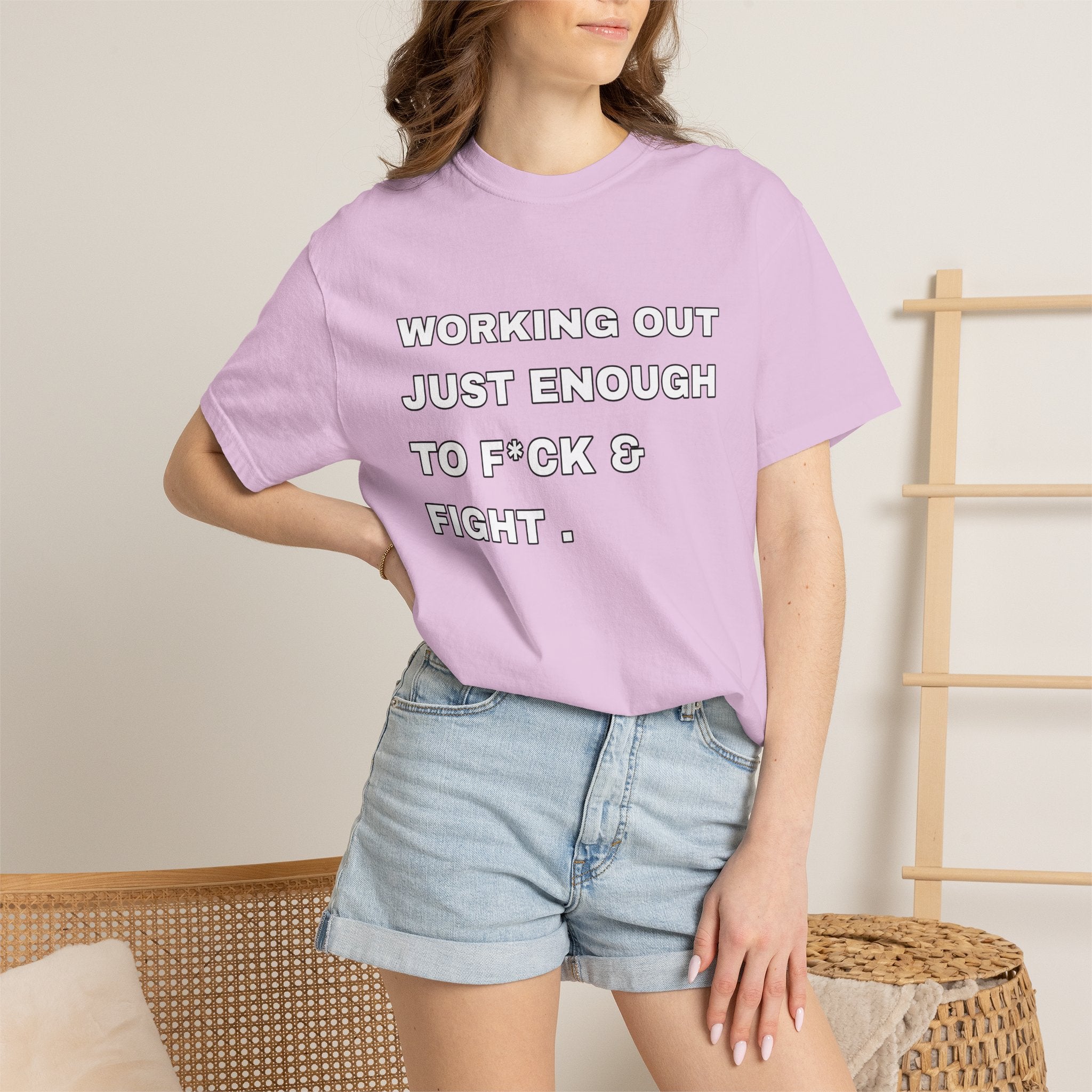 GYM T-Shirt — "Working Out Just Enough to F*ck & Fight" Motivational Sarcastic Tee